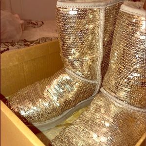 Silver Sequin Ugg Boots